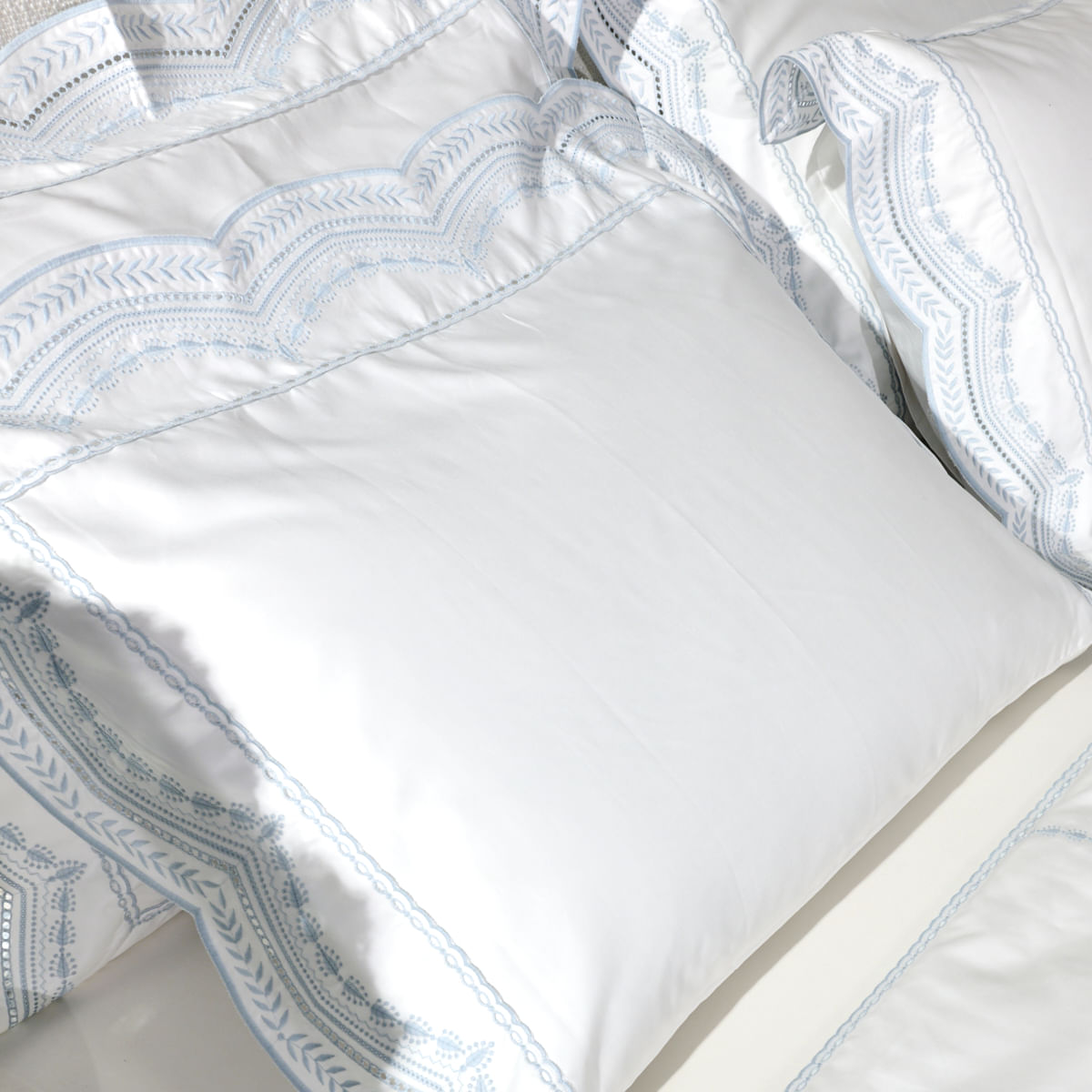 Edredom / Colcha Le Reve 500 Fios By Isabella Narchi - Branco / Azul