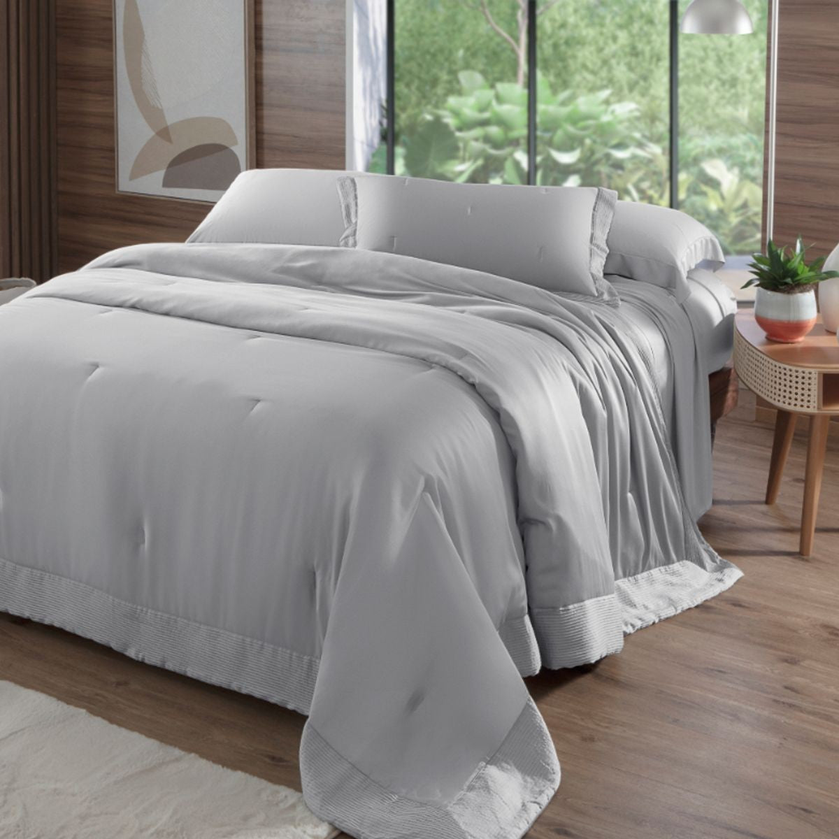 Colcha Bambu Bali 400 Fios Kacyumara Prata