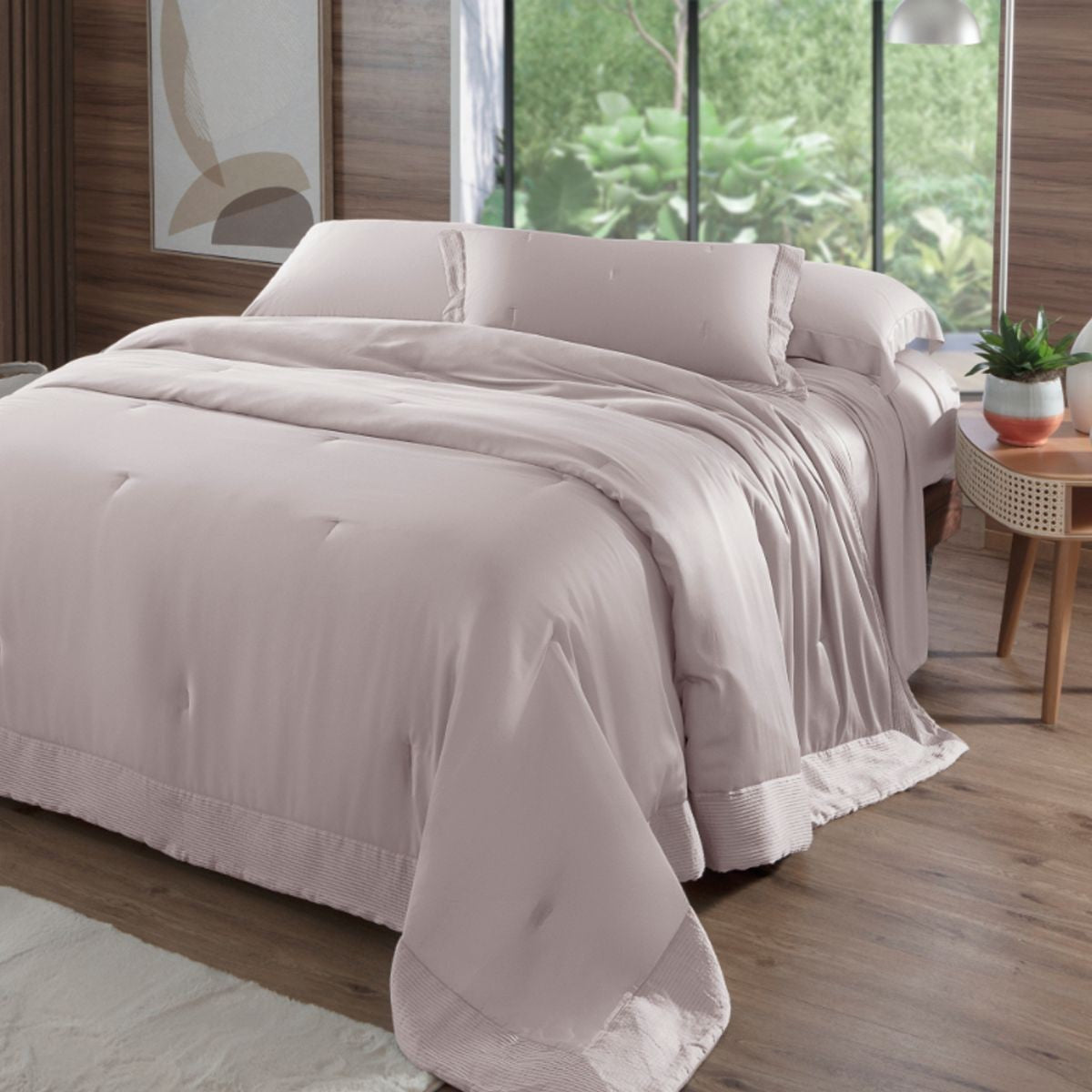 Colcha Bambu Bali 400 Fios Kacyumara Rose