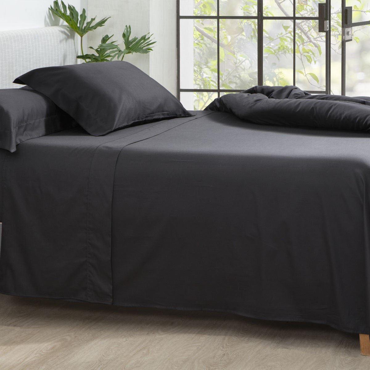 Lençol Sem Elástico 300 Fios Satinée Kacyumara Preto