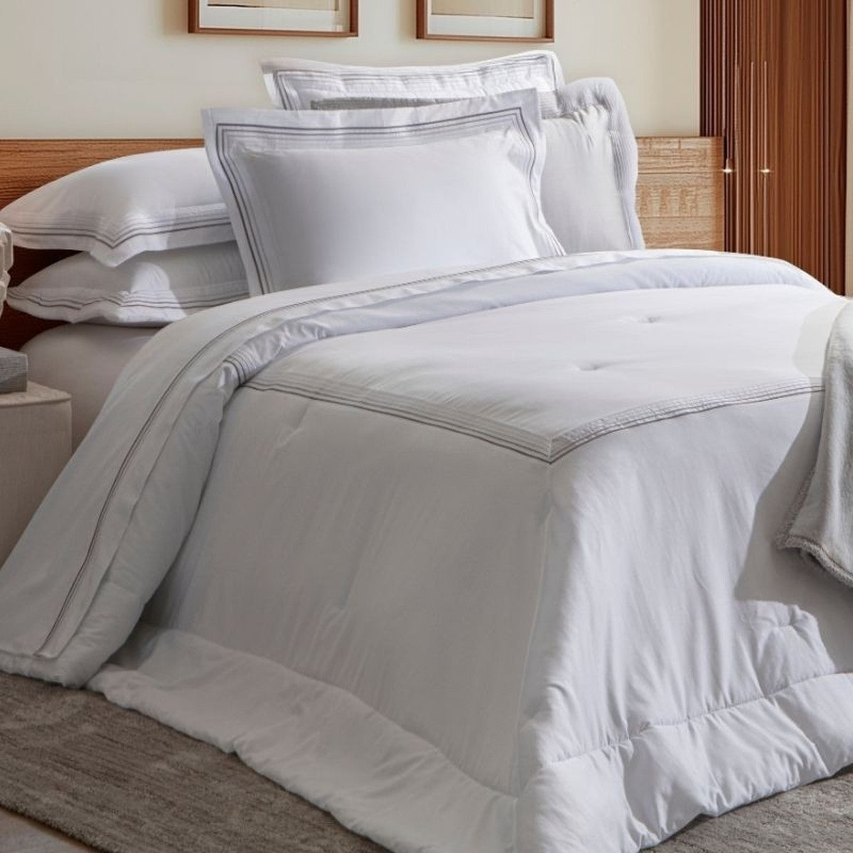 Colcha 300 Fios Capadocia Kacyumara Branco/Cinza