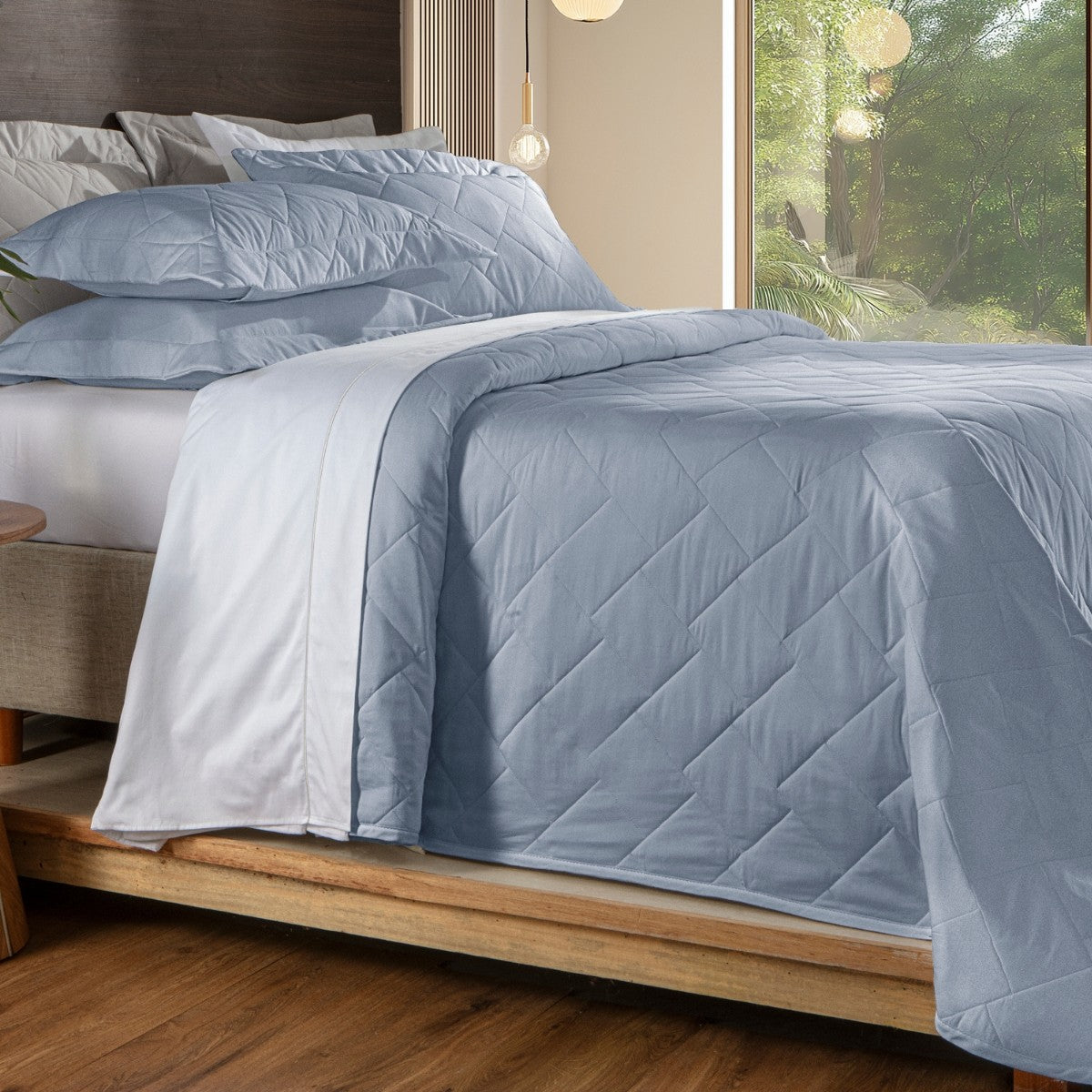 Colcha 300 Fios Montrelle Kacyumara Blue Jeans