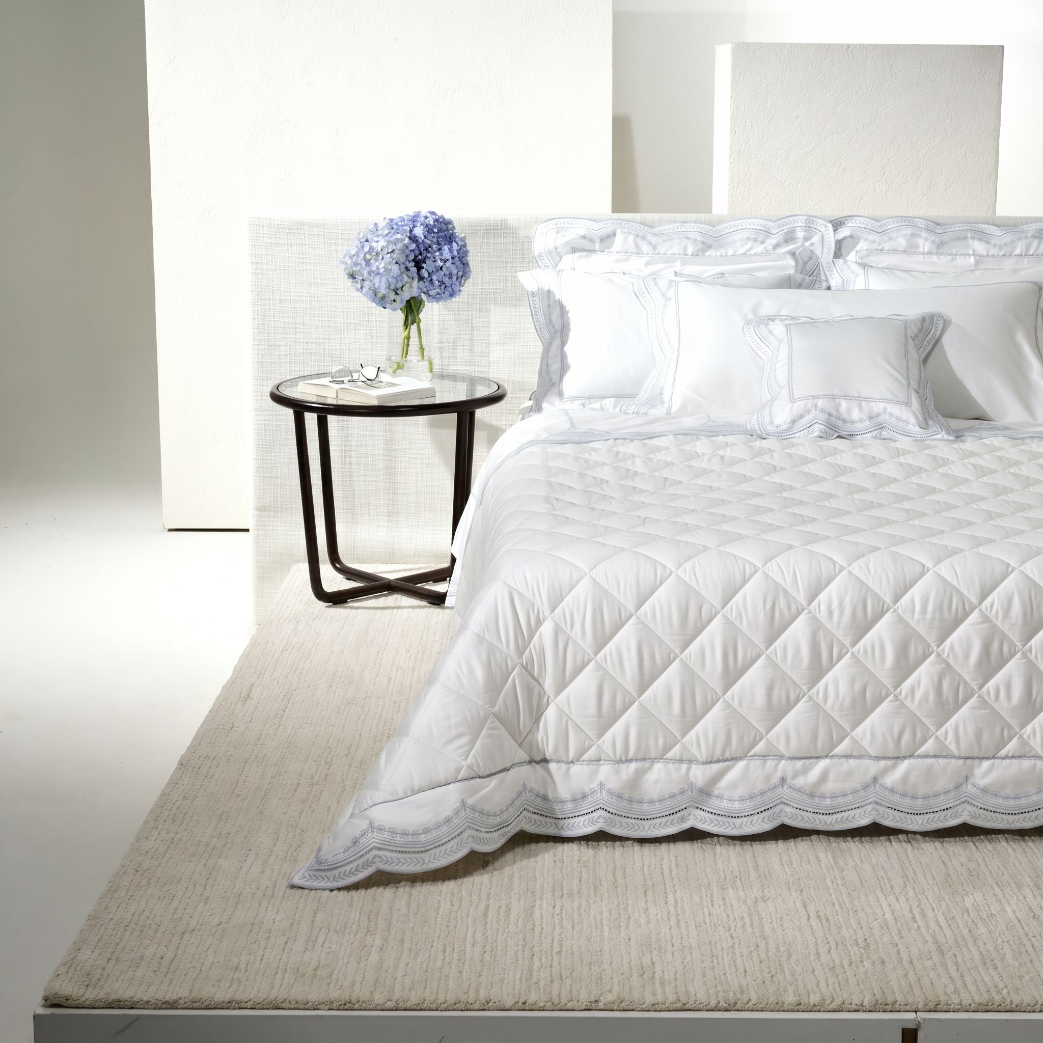 Edredom / Colcha Le Reve 500 Fios By Isabella Narchi - Branco / Azul