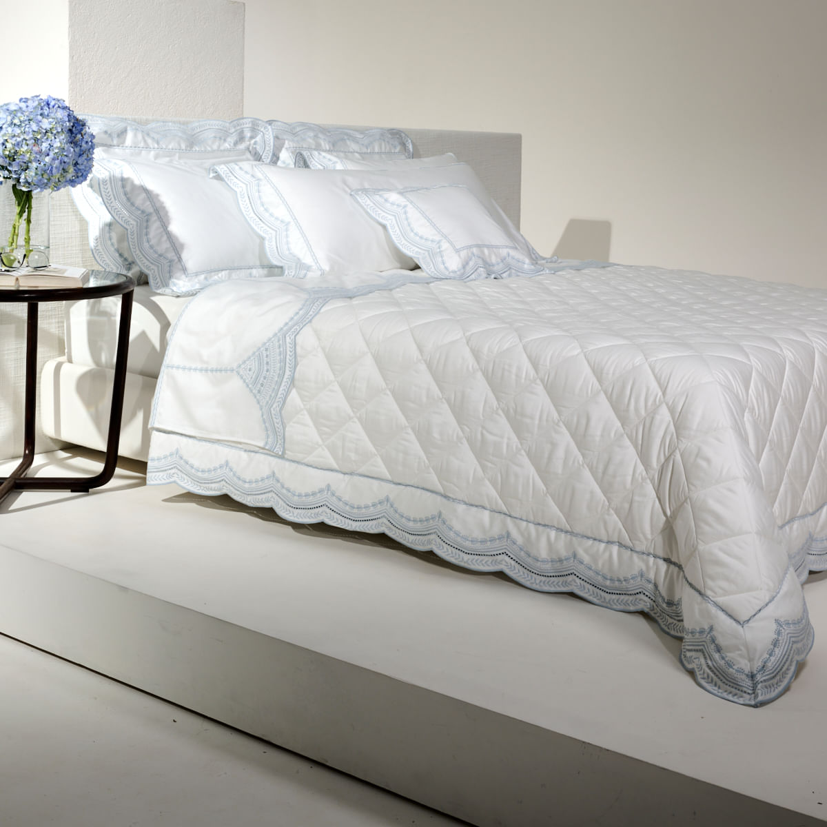 Edredom / Colcha Le Reve 500 Fios By Isabella Narchi - Branco / Azul