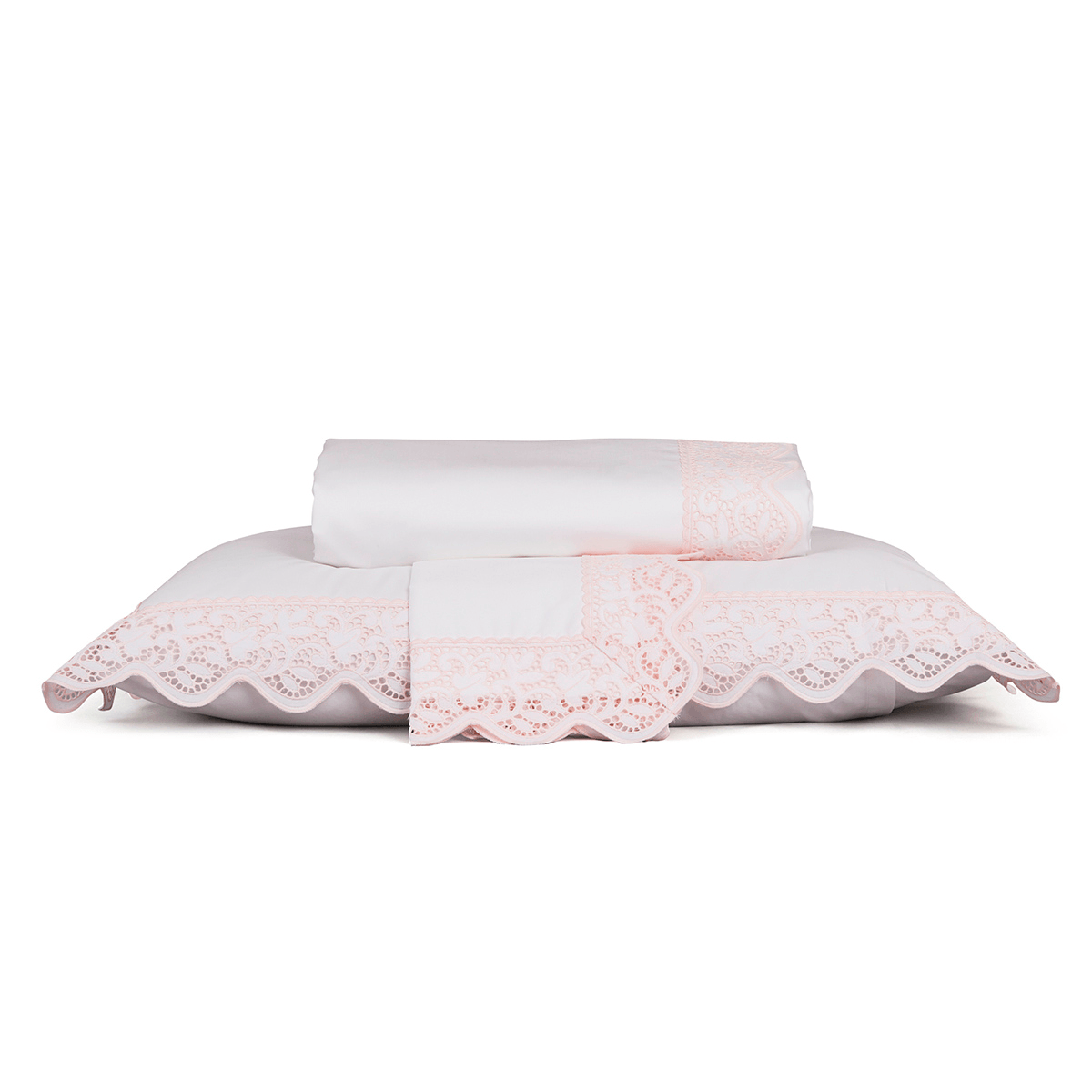Capa De Edredom Park 320 Fios - Branco / Rosa