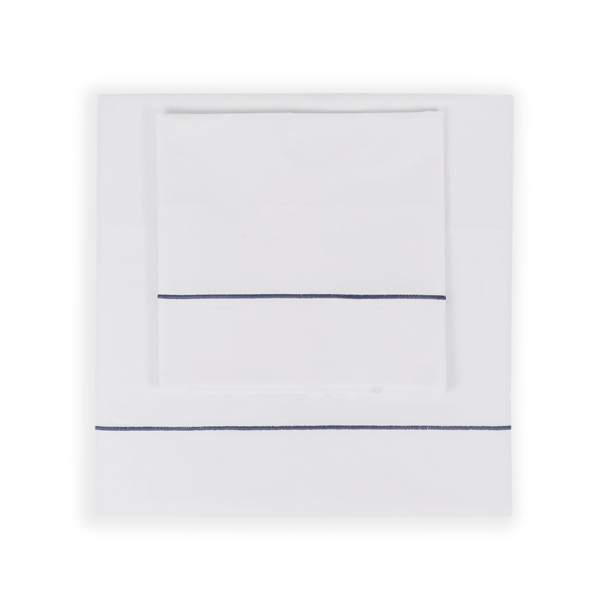 Jogo De Lençol Basic Festonê 180 Fios - Branco / Marinho