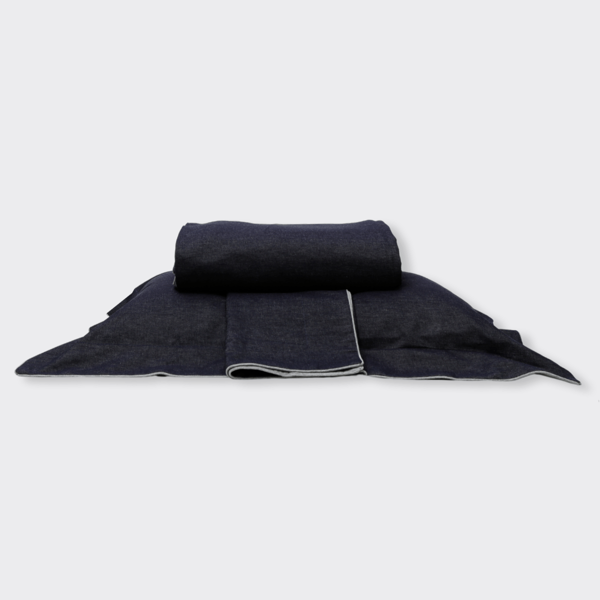 Capa Colcha Dupla Face Denim - Azul Jeans / Mescla